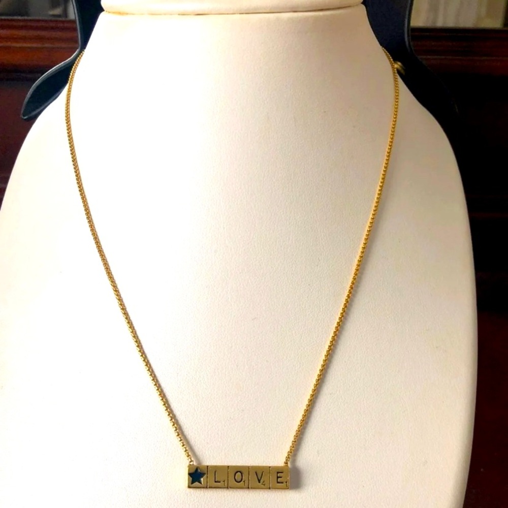 New without Tags Alex & Ani Rare SCRABBLE Love Bar Necklace